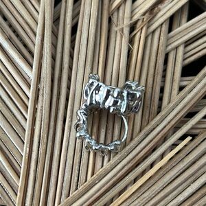 Silver Tone Crinkle Hoop Earrings New